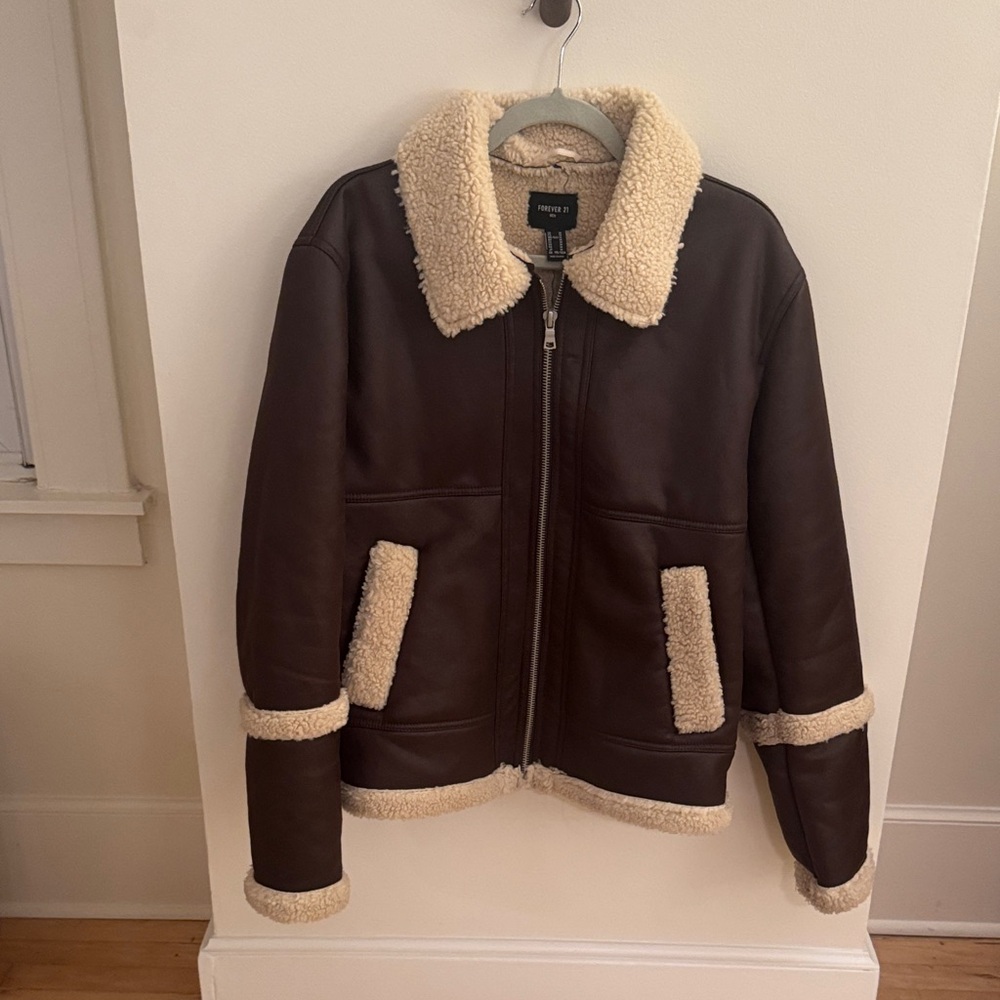 Forever 21 Brown and Cream Bomber Jacket